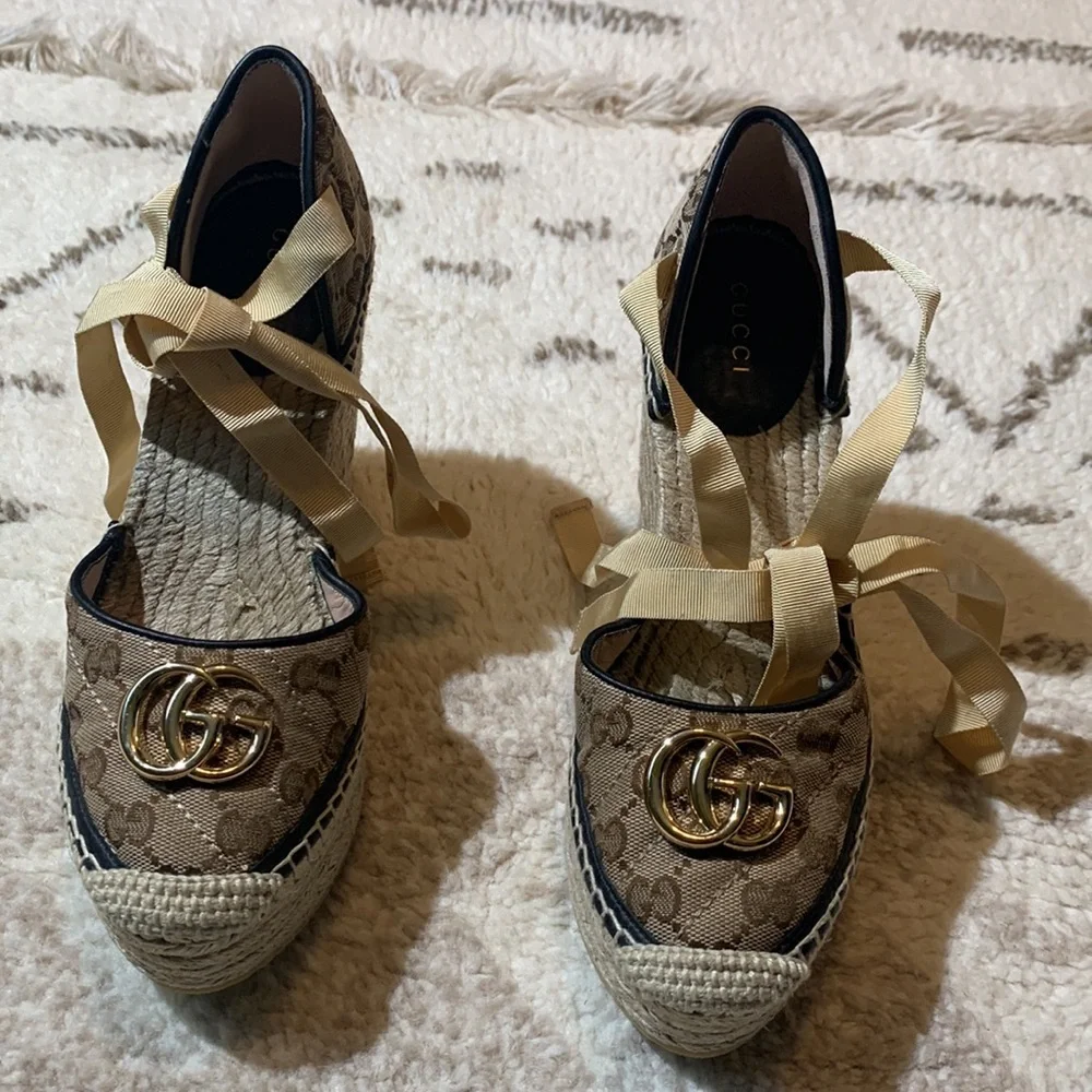 Gucci GG matelassé platform espadrille